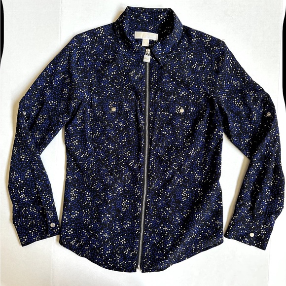 Michael Kors Navy and Gold Women's Full Zip Top Size M - Picture 5 of 12